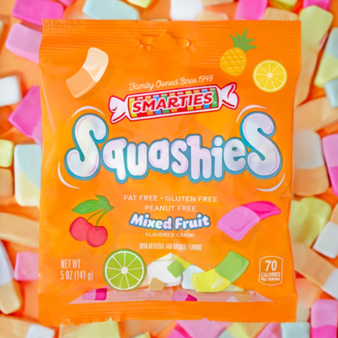 Smarties Squashies Mixed Fruit Flavor, Gluten Free, Peanut Free, 5oz Bag