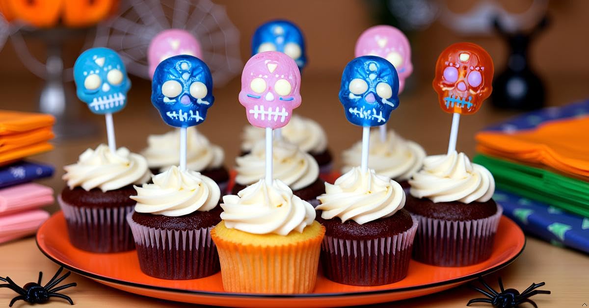 Sugar Skull Halloween Lollipops, Assorted Flavors, 24ct Box