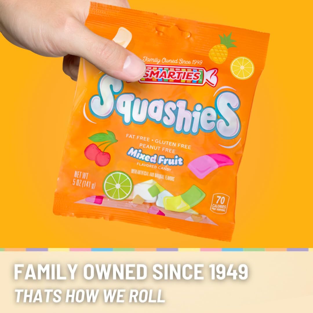 Smarties Squashies Mixed Fruit Flavor, Gluten Free, Peanut Free, 5oz Bag