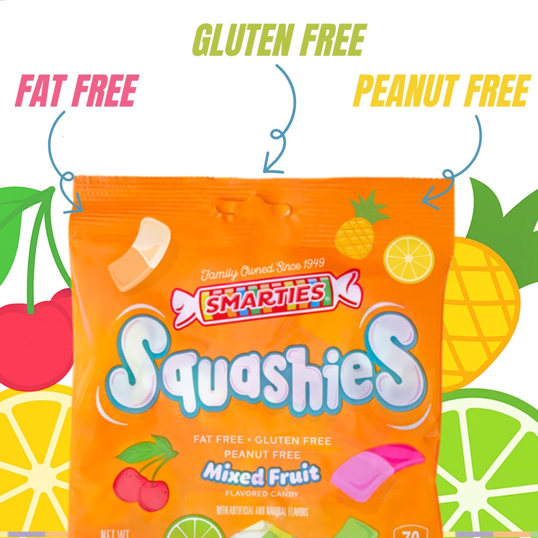 Smarties Squashies Mixed Fruit Flavor, Gluten Free, Peanut Free, 5oz Bag