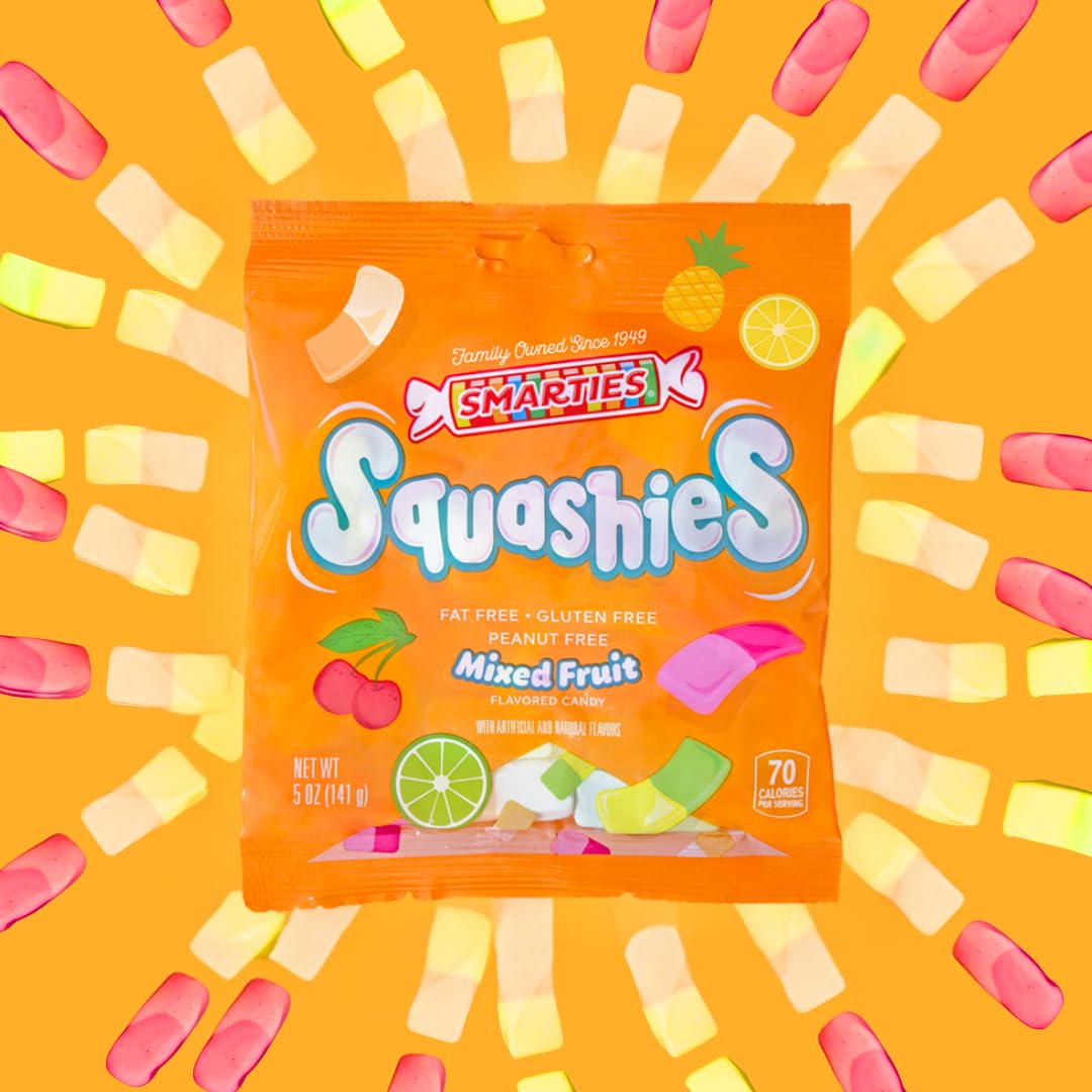 Smarties Squashies Mixed Fruit Flavor, Gluten Free, Peanut Free, 5oz Bag