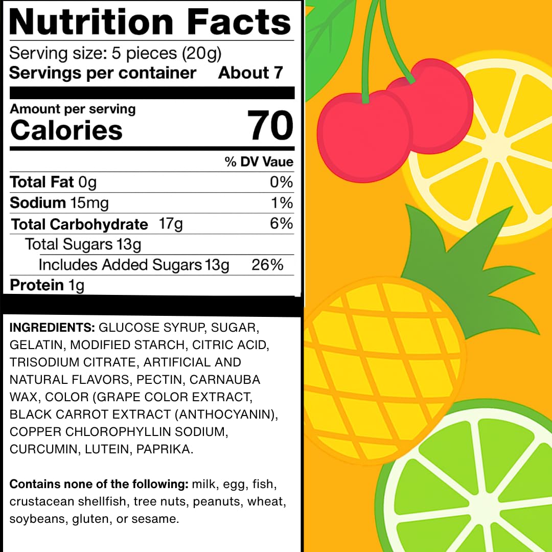 Smarties Squashies Mixed Fruit Flavor, Gluten Free, Peanut Free, 5oz Bag