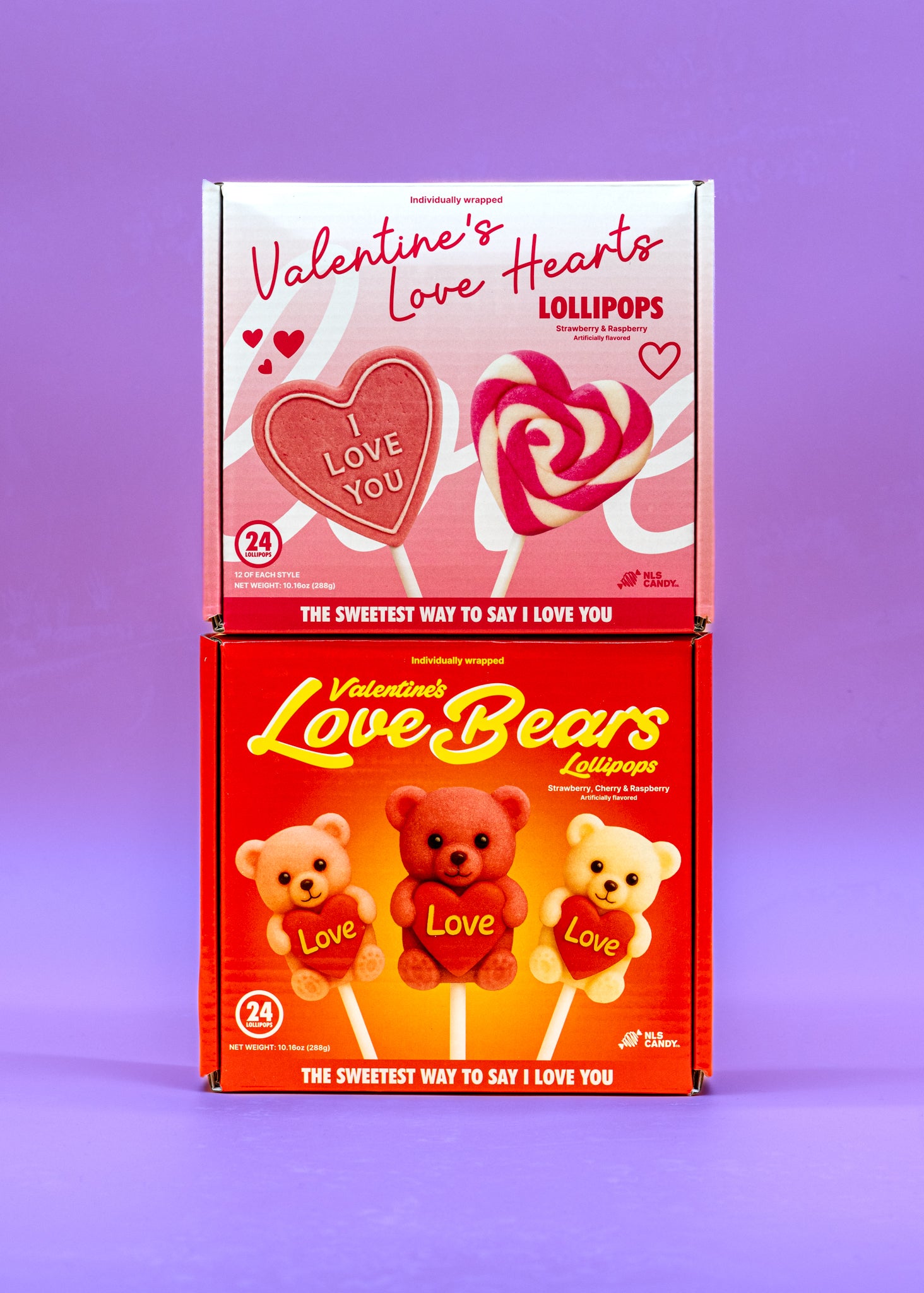 Valentine's Day Love Bears & Hearts Lollipop Bundle - Set of 2