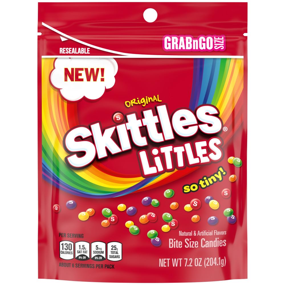 SKITTLES LITTLES Original Chewy Candy, Grab N Go, 7.2 Oz Resealable Bag