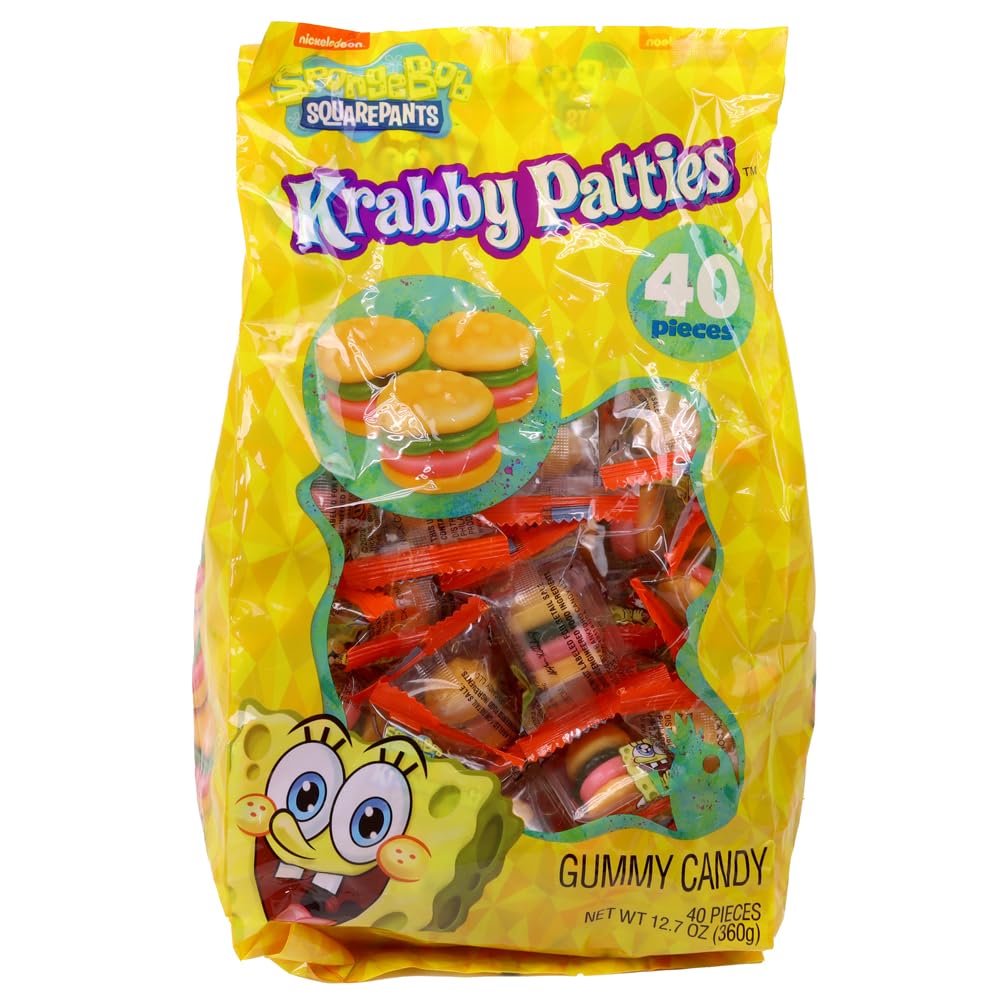 SpongeBob Squarepants Krabby Patty Gummy Candy, Individually Wrapped Pattie, 40ct bag