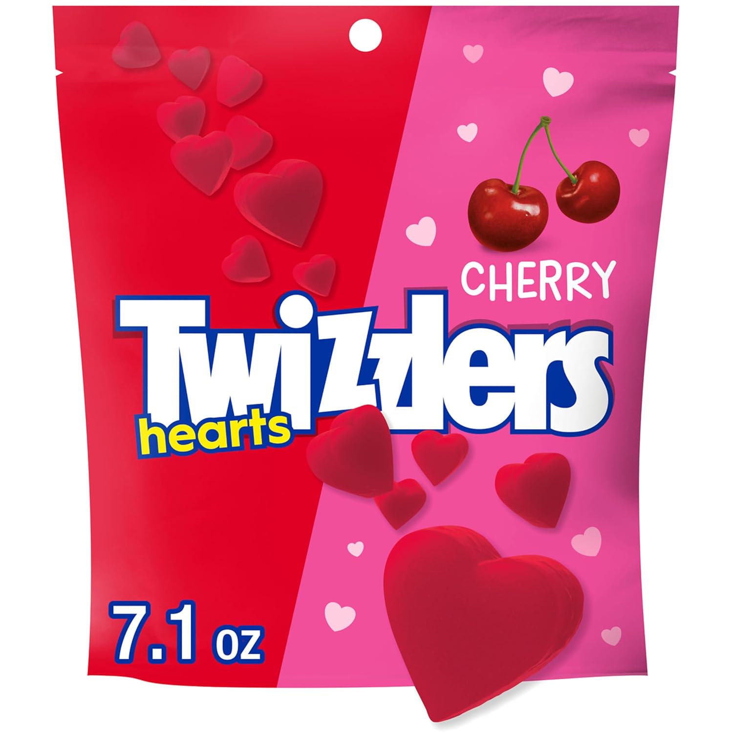 TWIZZLERS Cherry Flavored Hearts, Valentine's Candy Bag, 7.1 oz