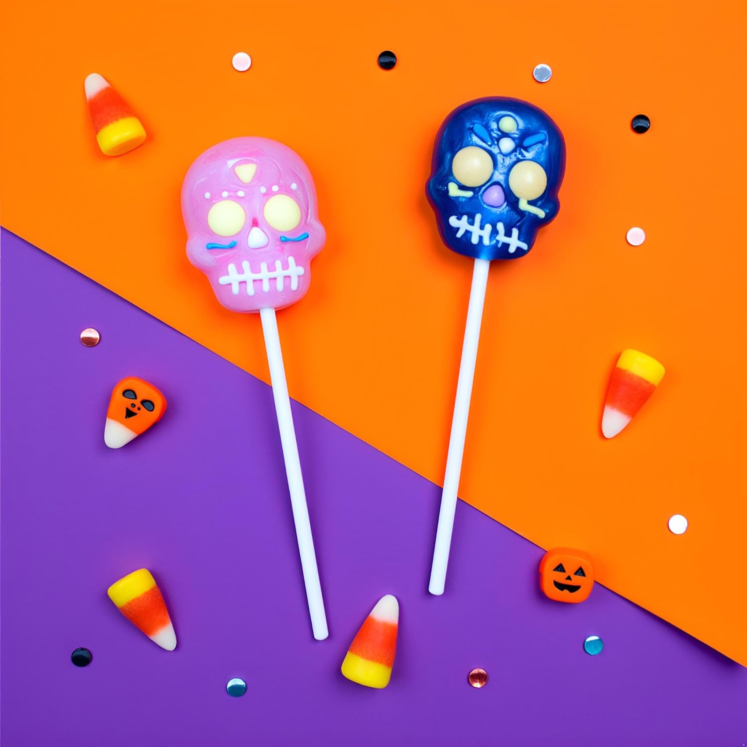 Sugar Skull Halloween Lollipops, Assorted Flavors, 24ct Box