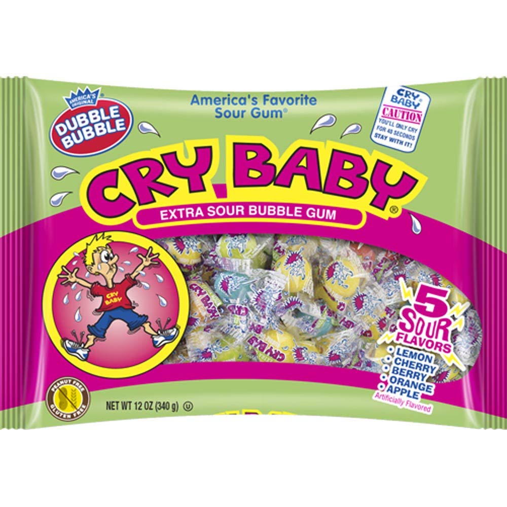 Dubble Bubble Cry Baby Extra Sour Bubble Gum, 12 oz