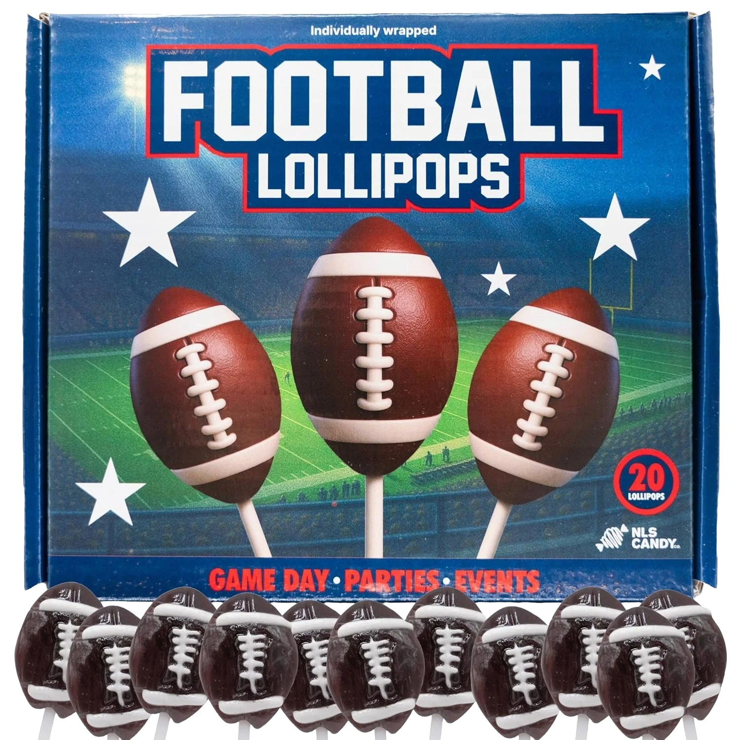 Football Lollipops, Party Favors, Game Day Snacks, 20ct Box
