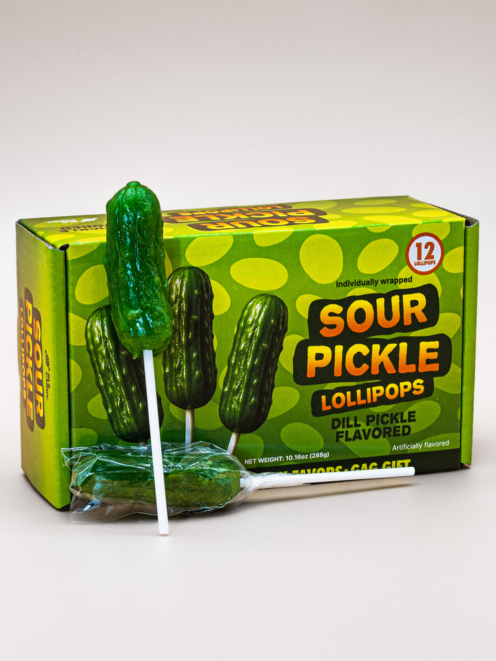 Sour Pickle Lollipops - 12 Pack