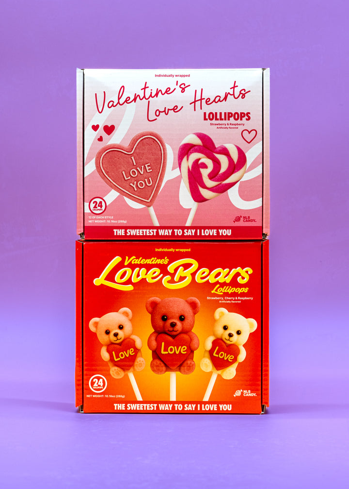 Valentine’s Day Love Bears & Hearts Lollipop Bundle - Set of 2