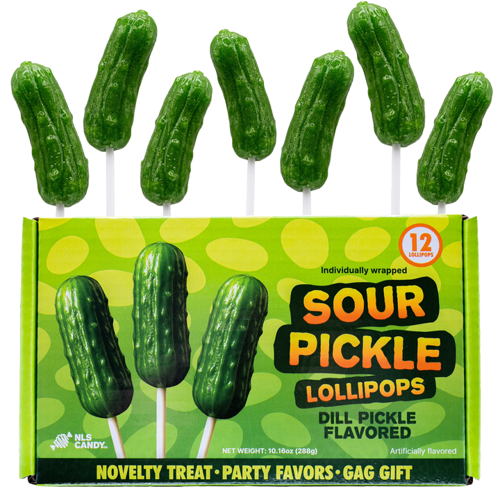 Sour Pickle Lollipops - 12 Pack