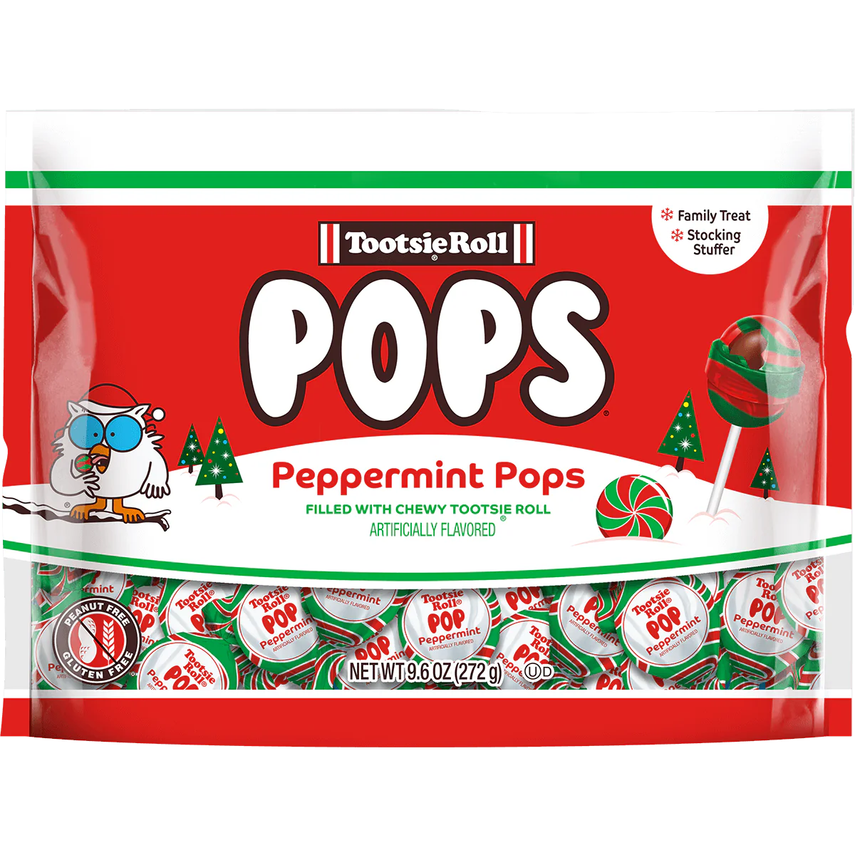 Tootsie Pop Christmas Peppermint Candy Cane Pops - 9.6oz