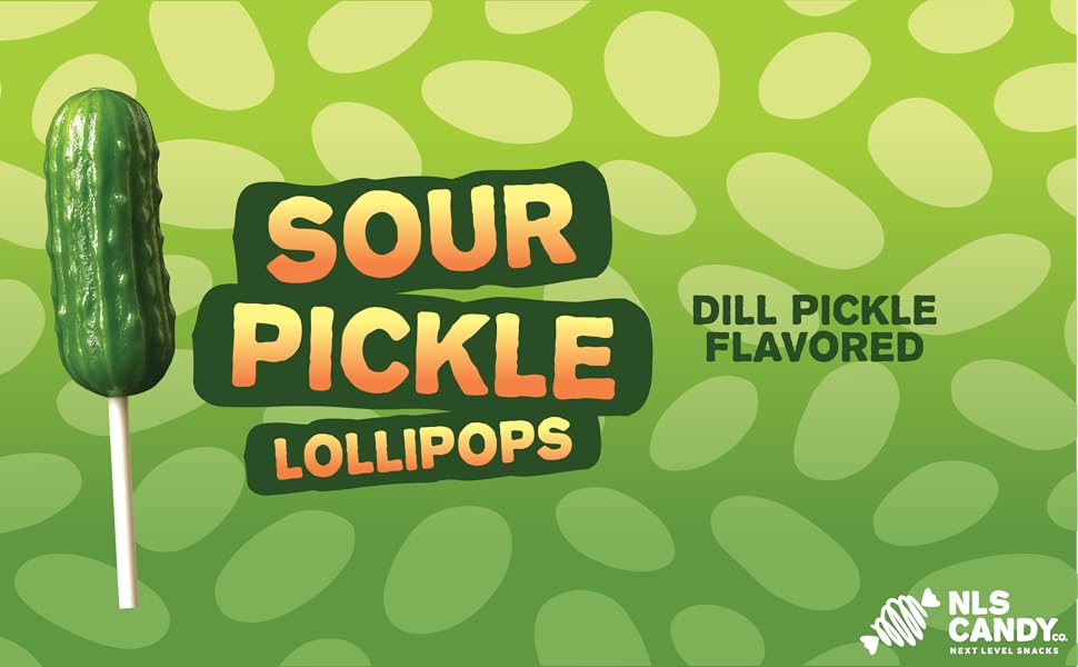Sour Pickle Lollipops, Tangy, Dilly, and Sour, 12ct Box