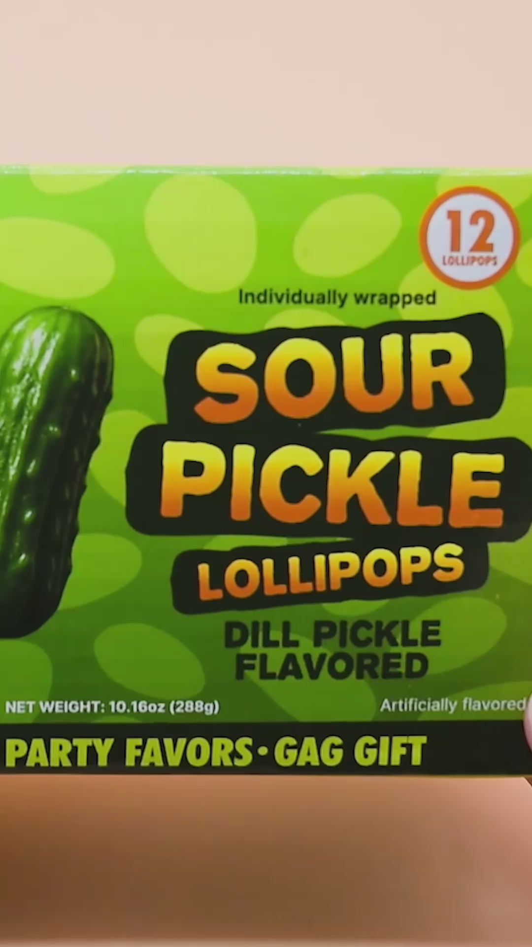 Sour Pickle Lollipops - 12 Pack
